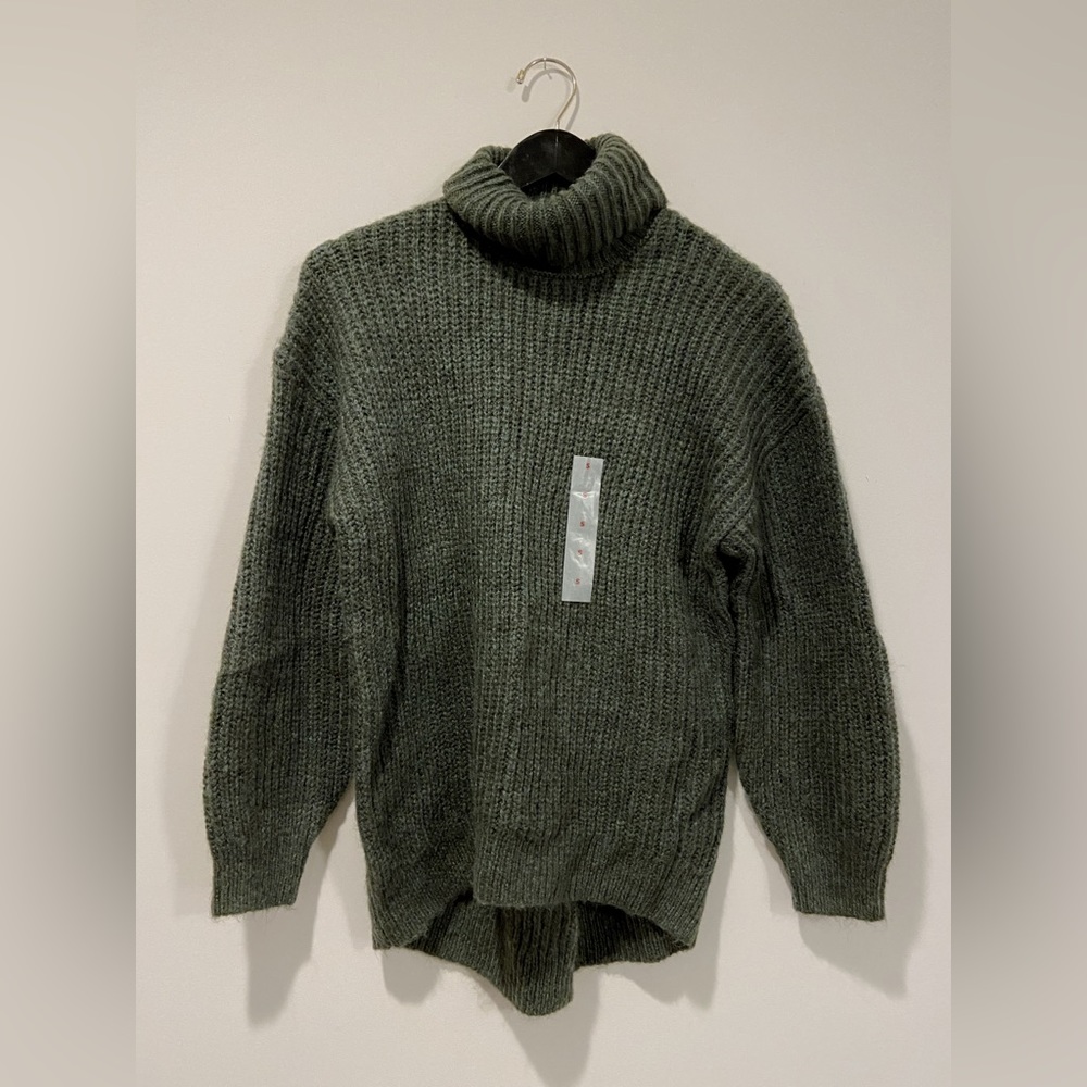 Olive green knit turtleneck sweater